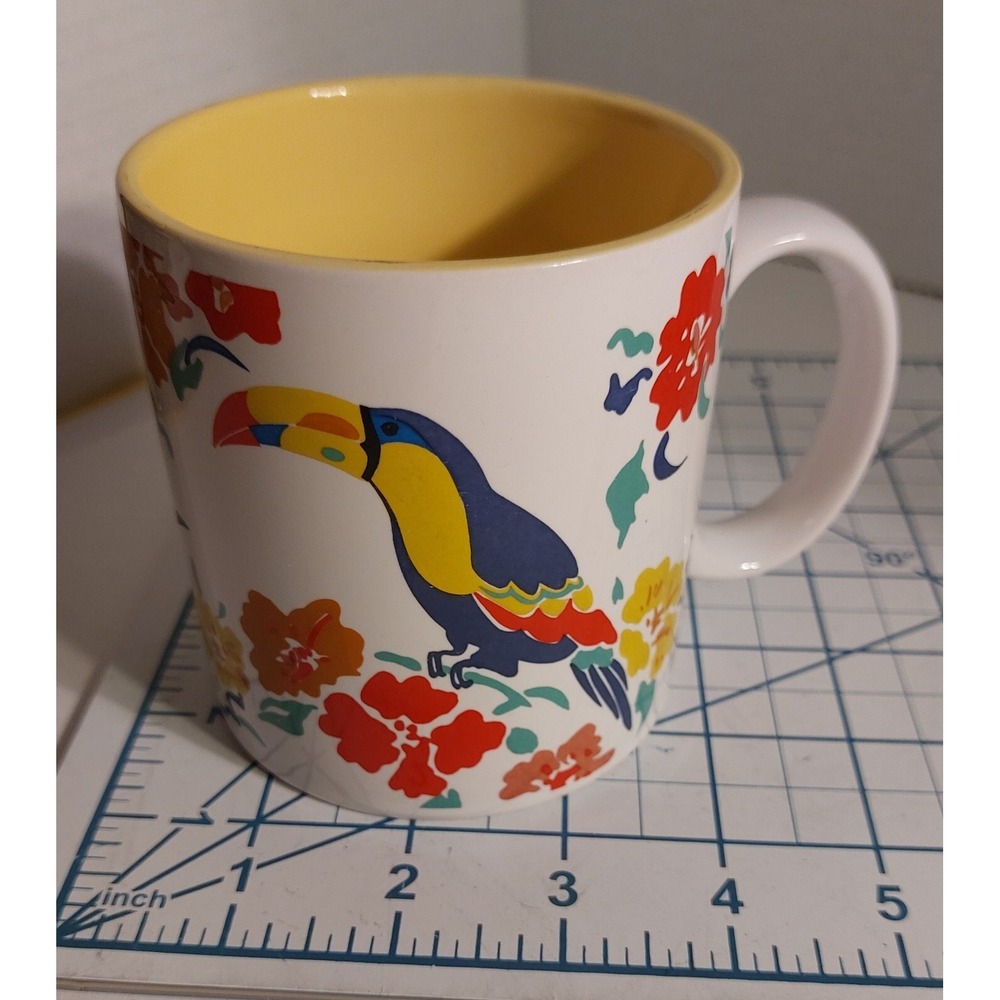Vintage 80's Russ Berrie & Co Coffee Mug Tea Cup Toucan Hand Painted